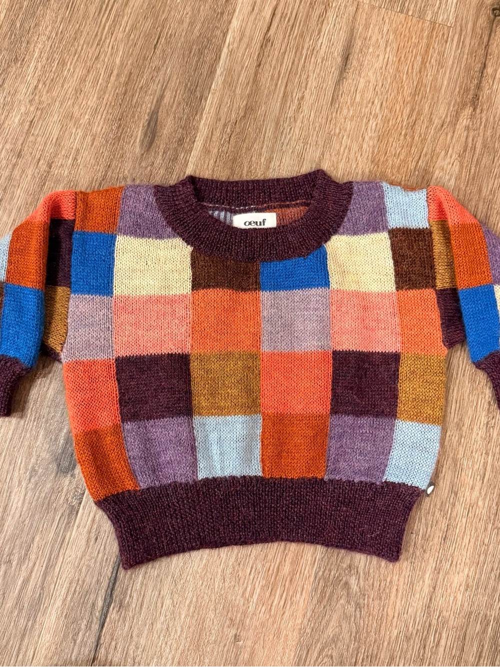 Oeuf Baby Alpaca Baby Sweater Patchwork Colorful Soft Warm Size 6-12 Months